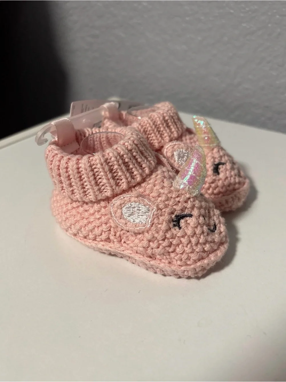 Carter's Knit Unicorn Baby Booties - Light Pink